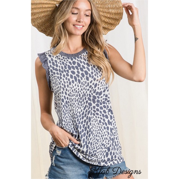 ❤️LAST! Ruffled Contrast Knit Animal Print Top! - Picture 4 of 11